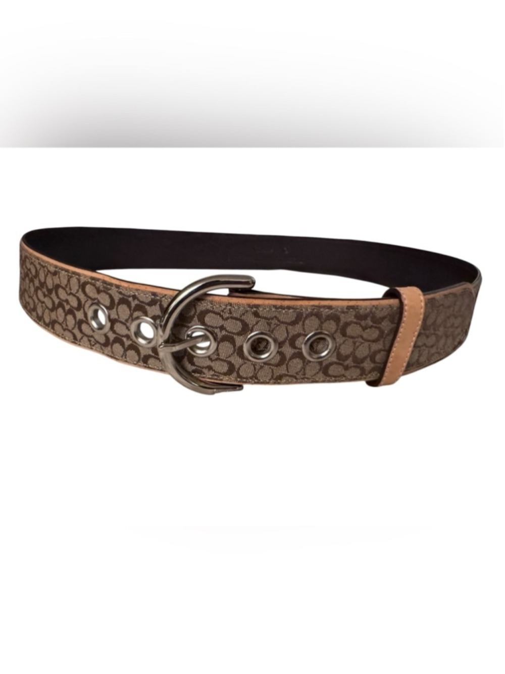Coach Signature Jacquard Canvas Wide Grommets Belt
